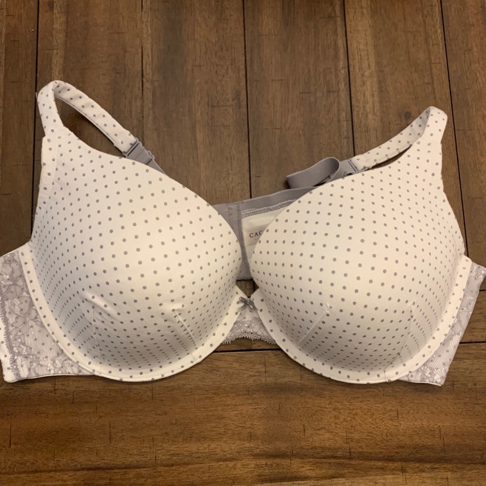 Cacique 44D LaneBryant polka dot cotton plunge bra